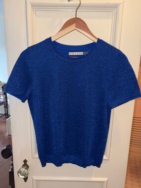 Alice + Olivia Metallic Royal Blue Knit Tee